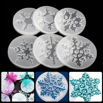 Pdtoweb 6pcs Silicone Christmas Snowflake Mold Pendant Jewelry Making Epoxy Resin Mould