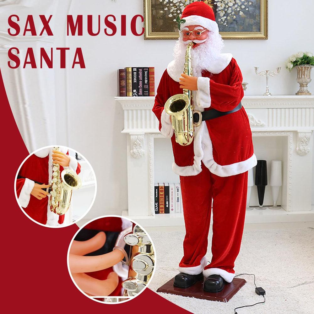 70" Inch Christmas Life Size Animated Rock Singing and Dancing Santa Claus Collapsible Decoration Collection for Hotel Doorway
