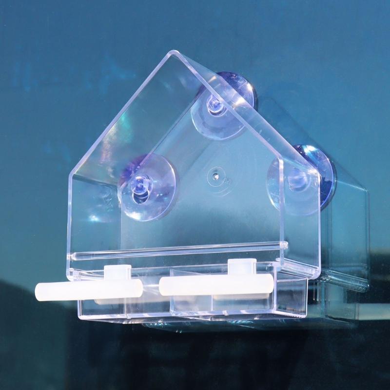 Plastic Perch Birdcage Training Stand Accessory Clip to Window Feeders for Budgerigar Parakeets Lovebird 6-Piece Set