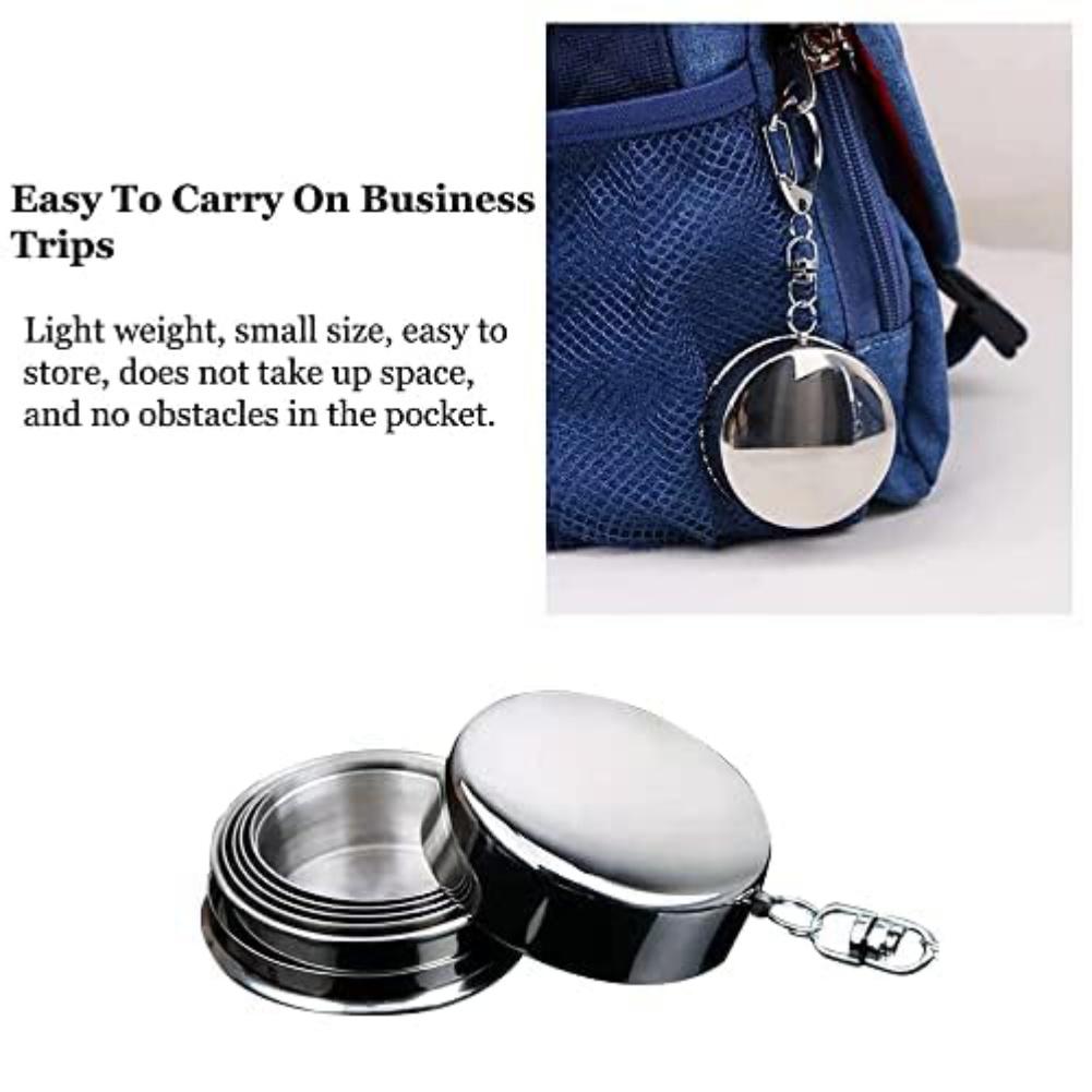 Folding Collapsible Cup Portable Outdoor Stainless Steel Telescopic Mug Retractable Collapsible Cups With Keychain Coffee Bottle