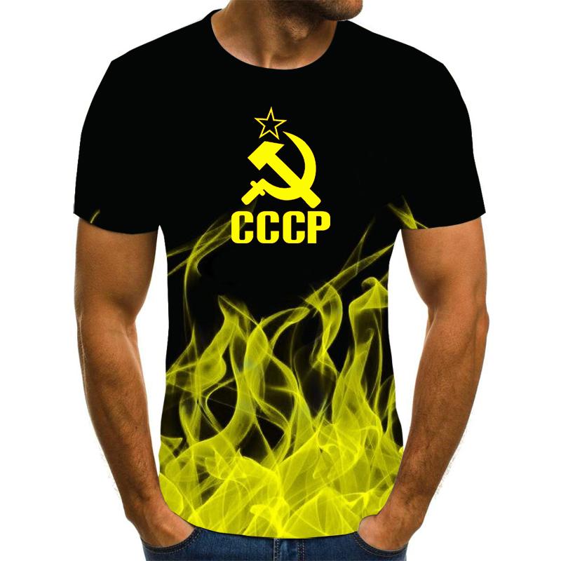2026 Men's T-shirt Short Sleeve Solid Men's Loose T-shirt Men's Top Brand New CCCP Brand Men's 3D T-shirt Short Sleeve