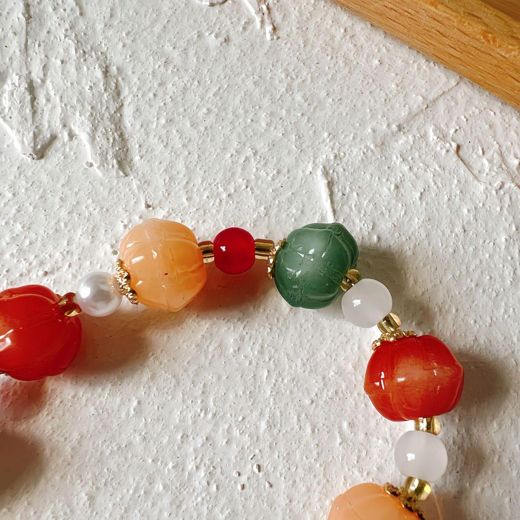 Exquisite Golden Silk Jade Beaded Bracelet with Safety Tassel for Women & Men