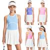 Vestido Bolha Sem Mangas Color Block para Tênis Feminino Esportivo de Golfe Casual Vestido de Sol com Shorts Embutido