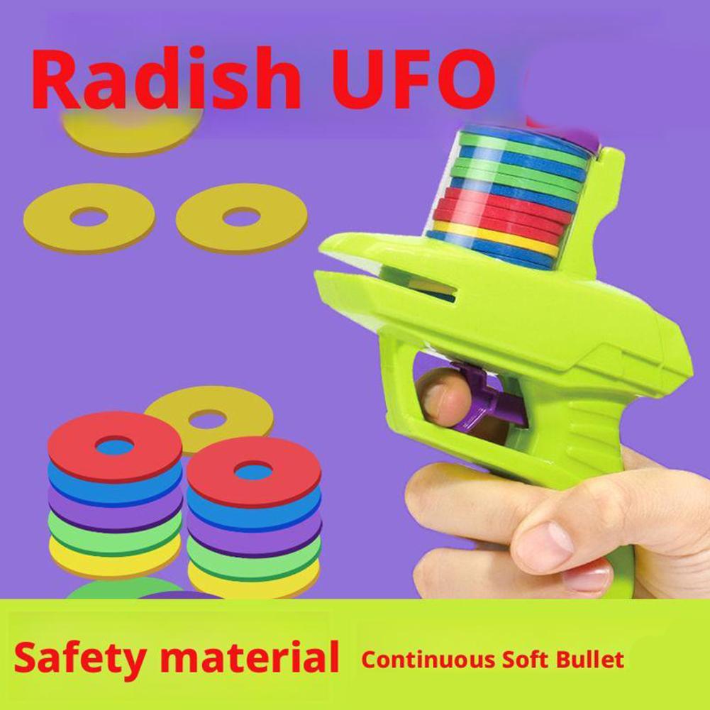 1pc Kids Outdoor Game Disc Gun Toy Flying Disc Shooting Launcher Gun Double Parent-child Interactive Children Toy for boys gifts