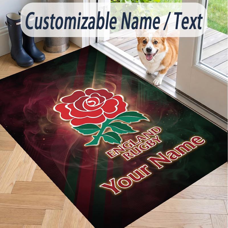 Custom Text Printed Rug England Rugby Non Slip Floor Carpet For Home Room Decor
