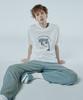 WAIKEI Checkerboard Elastic Waist Long Pants Beige Sky Blue
