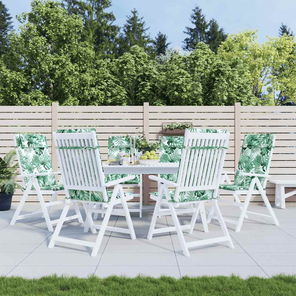 High Back Chair Cushions (6 Pcs) Leaf Pattern Oxford Fabric