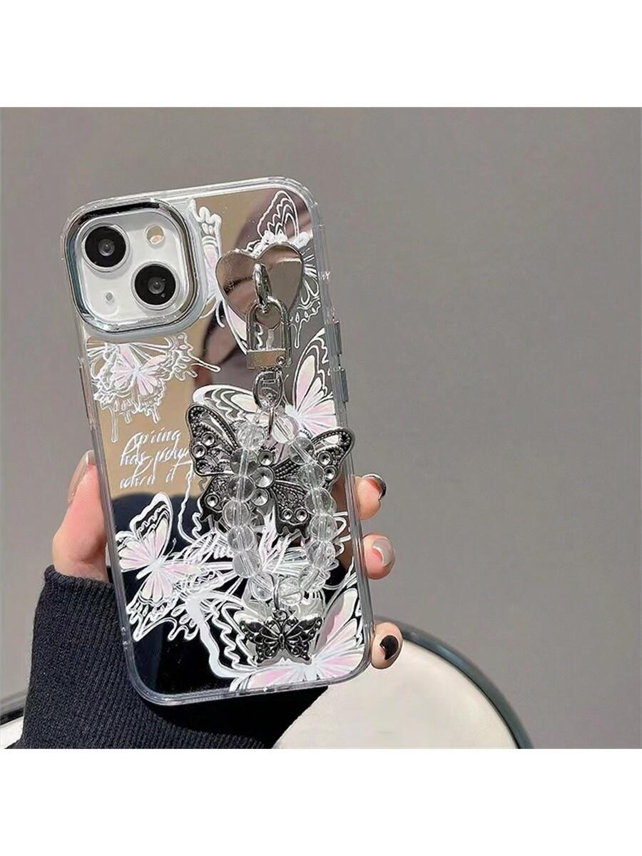 

Чехол-бабочка на весь экран с зеркалом и браслетом для iPhone15 14 13 12 11. Противоударный чехол для телефона. Полностью покрытый мягкий чехол. for iphone13(6.1 )