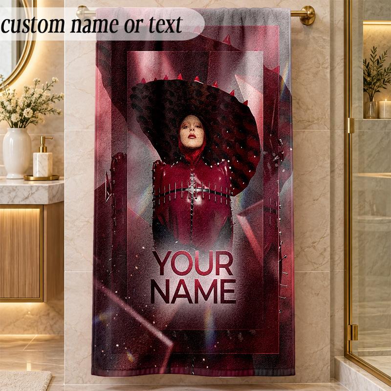 Beach TowelLady Gaga Custom Name Text Personalized Soft Towel for Beach Pool Indoor Home Decor Gift