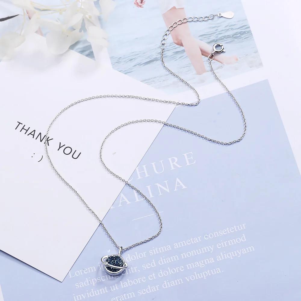Blue Planet Women's Pendant Clavicle Chain Light Luxury Gift Jewelry Accessories Necklace (40 Cm + 3.5 Cm)