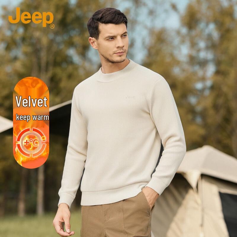 Jeep Men's Sherpa Fleece Lined Crew Neck Sweater