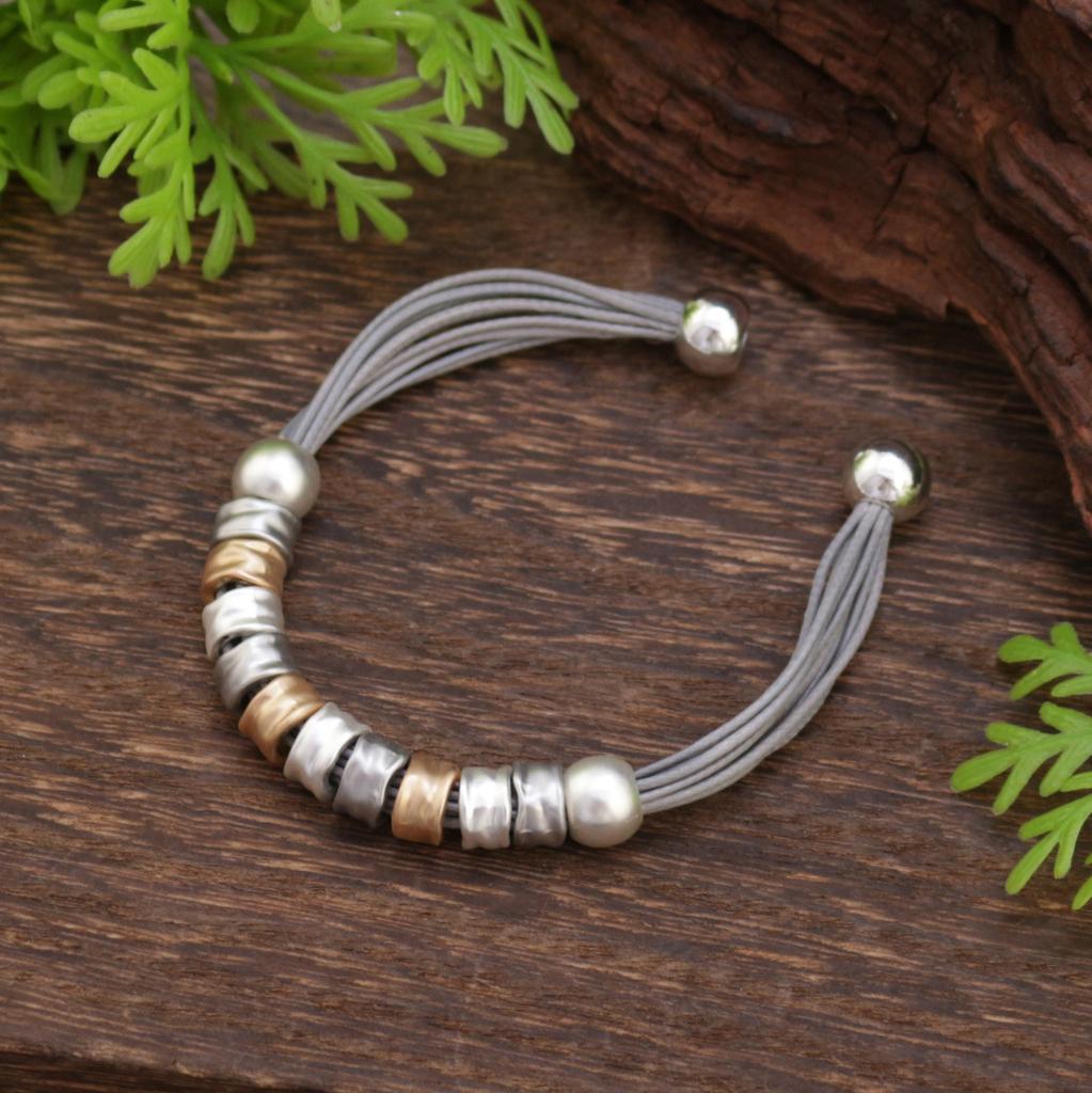 Geometric matte ring leather rope magnetic bracelet, personalized men's and women's retro magnetic bracelet