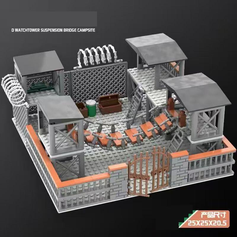 High-Quality Children'S High-Quality Building High-Quality Block Play sets Army style High-Quality Base High-Quality Prison Building design