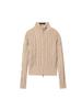2025 Trendy European & American Zippered Stand Collar Cable Knit Cardigan