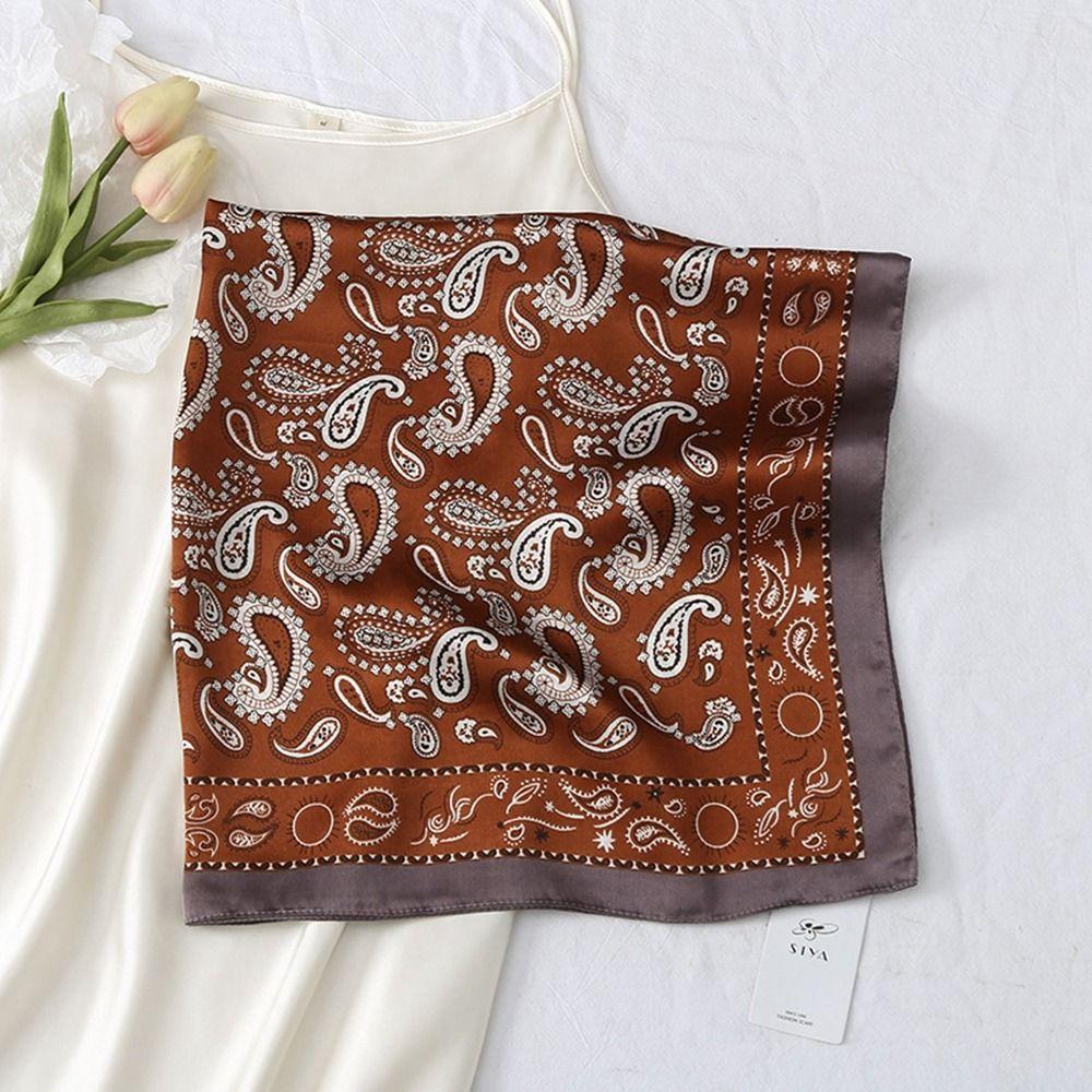 Clothing Accessories Headscarf Printing Korean Style Scarves Female Shawl Silk Scarf Printed Scarf