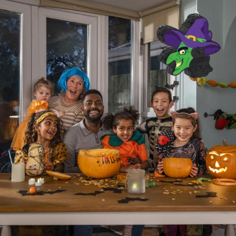 Festiwalowe piniaty o tematyce czarownic z wypełnieniem cukierkowym na dekoracje na imprezę halloweenową, gra do rozbijania dla dzieci