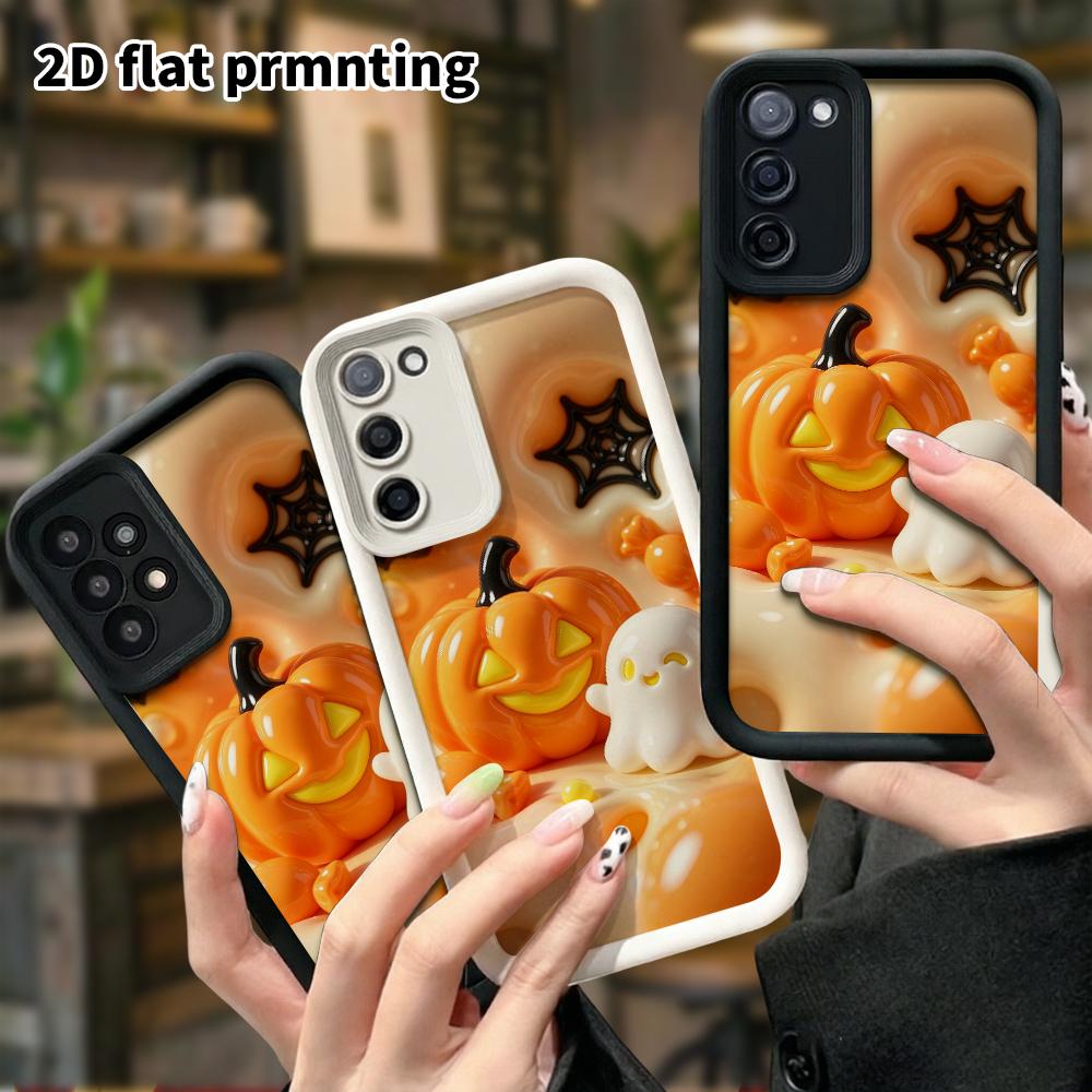 Phone case: 2D flat, suitable for Samsung Galaxy A34 A35 M05 M06 S20 S22 S21 FE Plus 5G protective case, glossy pumpkin lamp, perfect holiday gift for