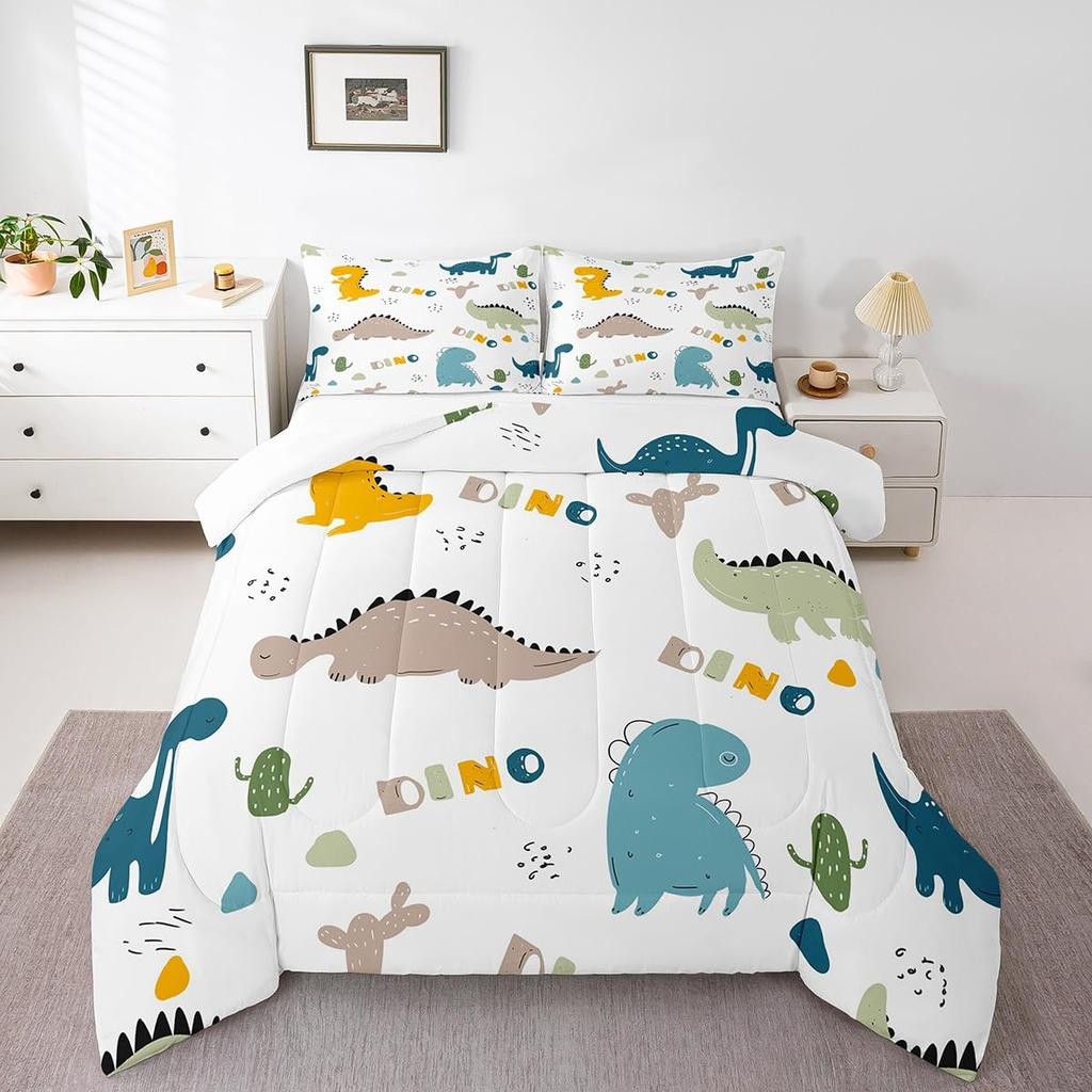Feelyou Cartoon Car Kids Comforter Set Construction Bedding Set for Boys Toddler Decor Equipment Trucks Comforter Cartoon Car Excavator Trac