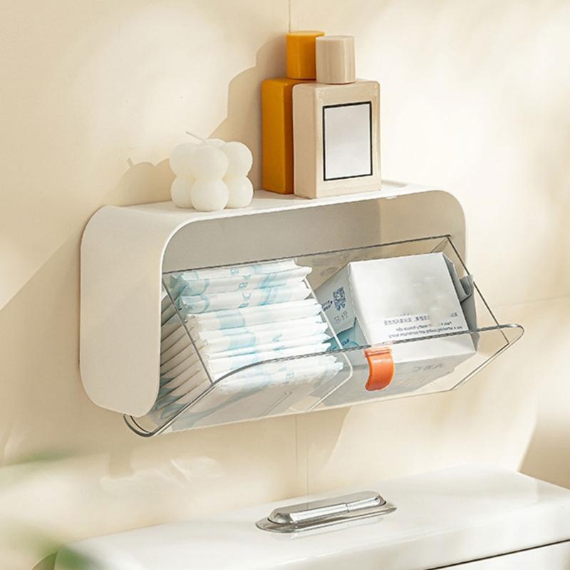 Wall Hanging Storage Box for Jewelry and Cosmetics Space Efficient Bathroom Organizer Dustproof Makeup Accessories Case