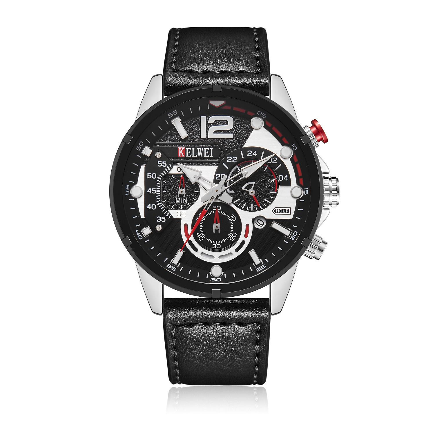 Men S Watch Calendar Multi-Time Zone Six-Pin Alloy Quartz Watch Sports