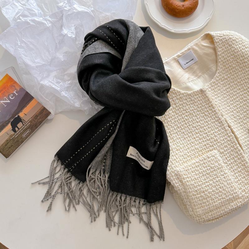 Winter atmosphere coat wear gentle taro purple soft waxy high-end scarf shawl women's double-sided two-color