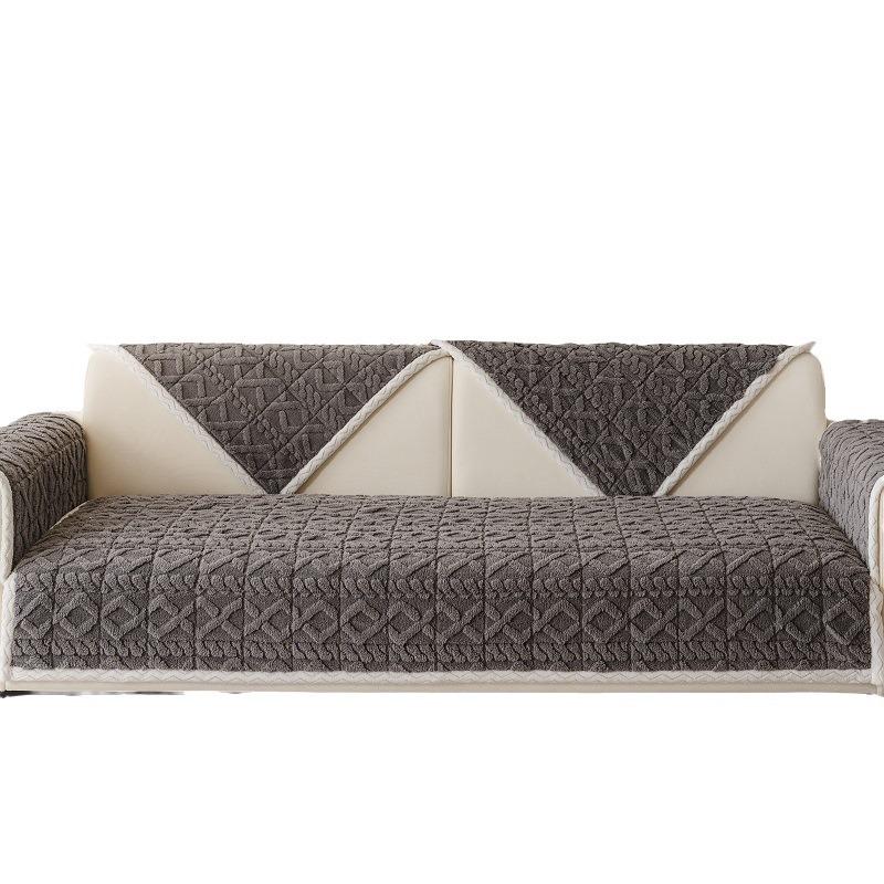 Cuscino per divano antiscivolo in ciniglia, cuscino universale per divano da soggiorno, quattro stagioni, set di schienali semplici, asciugamano per divano con ricamo di lusso