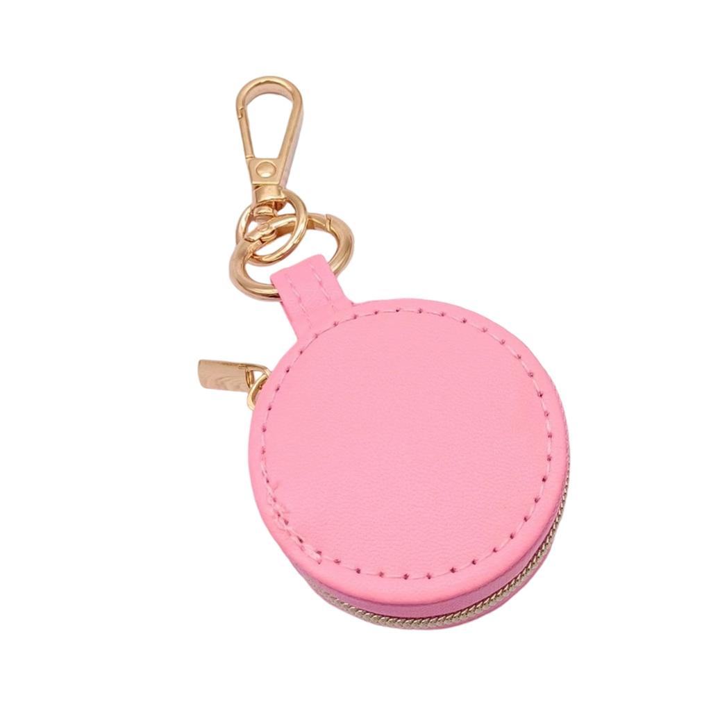 Mini Keychain Jewelry Box Portable Ring Holder Travel Organizers Case Pendant for Women with Soft PU Leather Lining