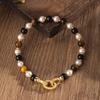 Naturstein-Perlenkette, Perlen-Tigerauge-Armband, hochwertiger Schmuck, Halsketten-Armband-Set