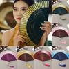 Gradient Color Tassel Dance Fan Handmade Classic Bamboo Folding Fan  Perform Props
