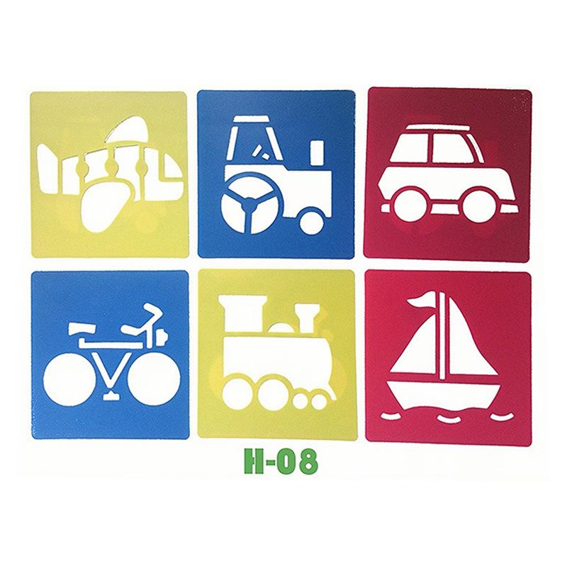 6PCS Hollow Out Painting Template Washable Reusable Plastic Graffiti Ruler DIY Paint Tool Creative Craft Drawing Accessories ZYF