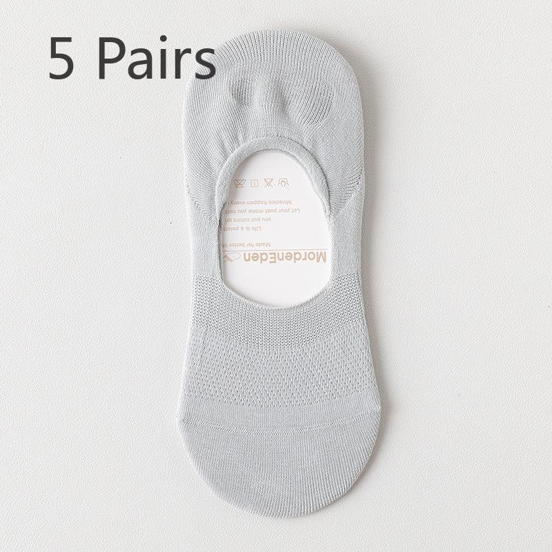 5 Pairs of Women's Spring and Summer Boneless Deodorant Absorbent Invisible Cotton Shallow Mouth Non Slip Socks