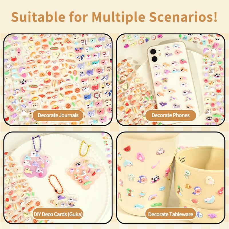 3D Bubble Stickers Cartoon Animal Mini Stickers Children Girls Diy Scrapbook Notebook Phone Case Paster Decals Stickers