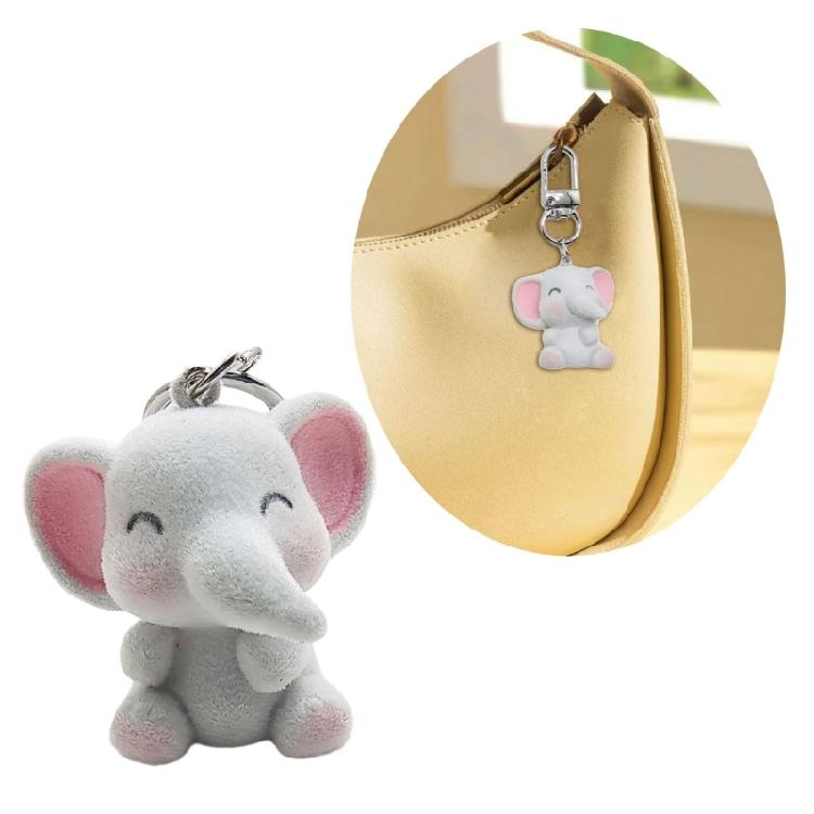 Elegant 3D Flocking Animal Keychain for Ladies Unique Designed Car Key Chain Fashionable Keyring Pendant Ornament