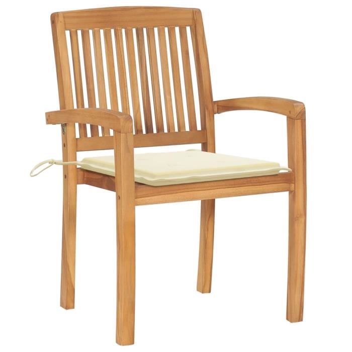 VidaXL Chaises de jardin empilables avec coussins 6 pcs Teck solide