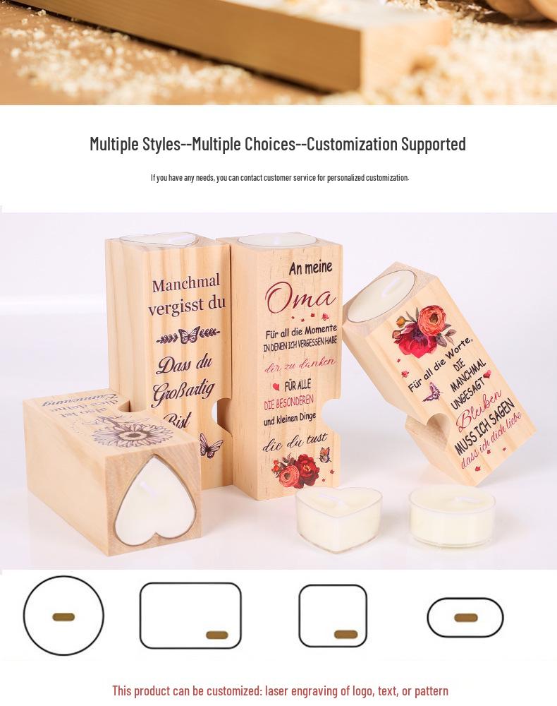 Handmade Heart-Shaped Wooden Candlestick for Valentine's Day and Wedding Decor