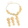 HX6F Comfortable Geometric Necklace and Earrings Set Featuring Round Design Metal Texture Suitable for Extended Comfort