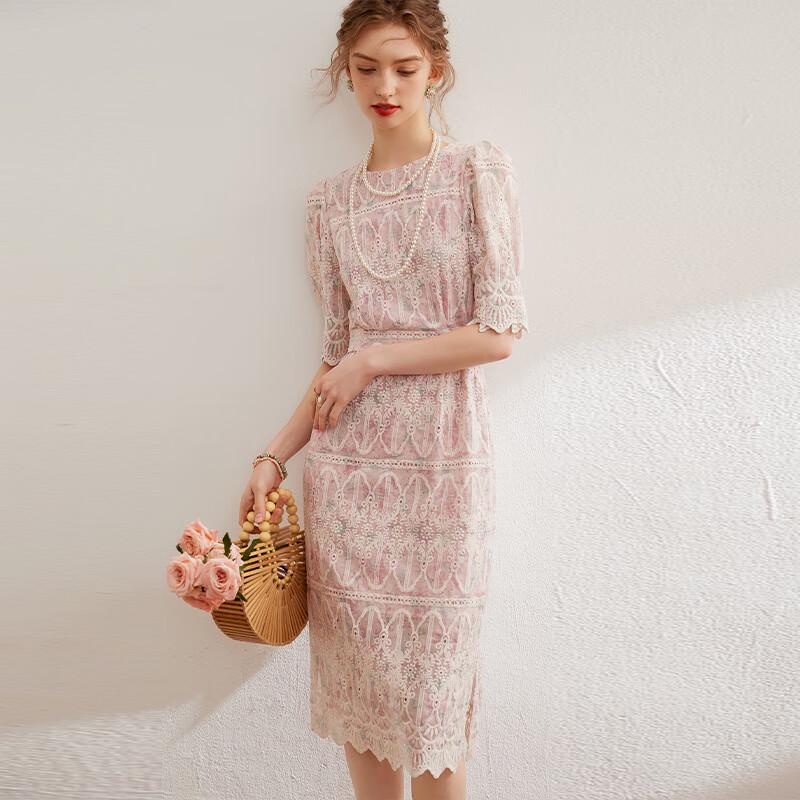 Bailuyu Elegantes Midikleid mit gestickter Schleife