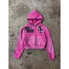 Conjunto de Sudadera con Capucha y Mangas Largas Estampado Rosa Estilo Y2K Pantalones de Pierna Ancha Holgados Atuendo Streetwear para Mujer Otoño