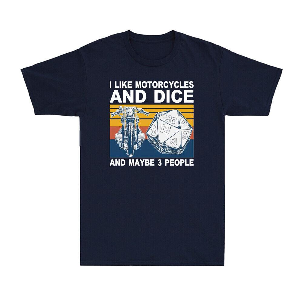 I Like Motorcycles And Dice And Maybe 3 People Vintage Men s Cotton T-Shirt L