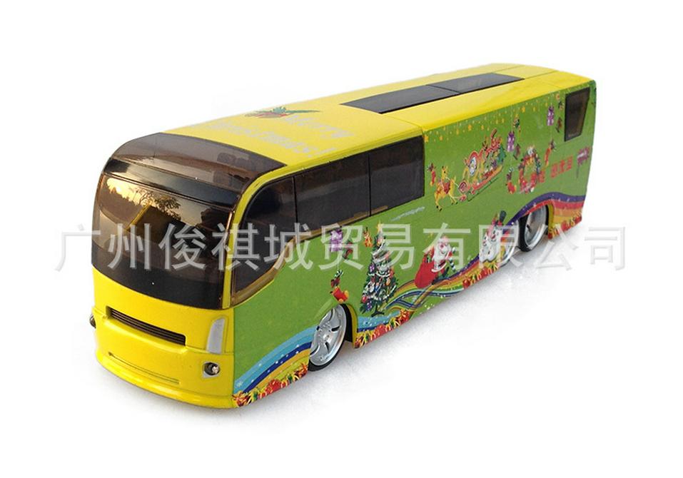 Christmas Edition 1:50 Sound & Light Pull-back Blue Alloy Bus Model Toy