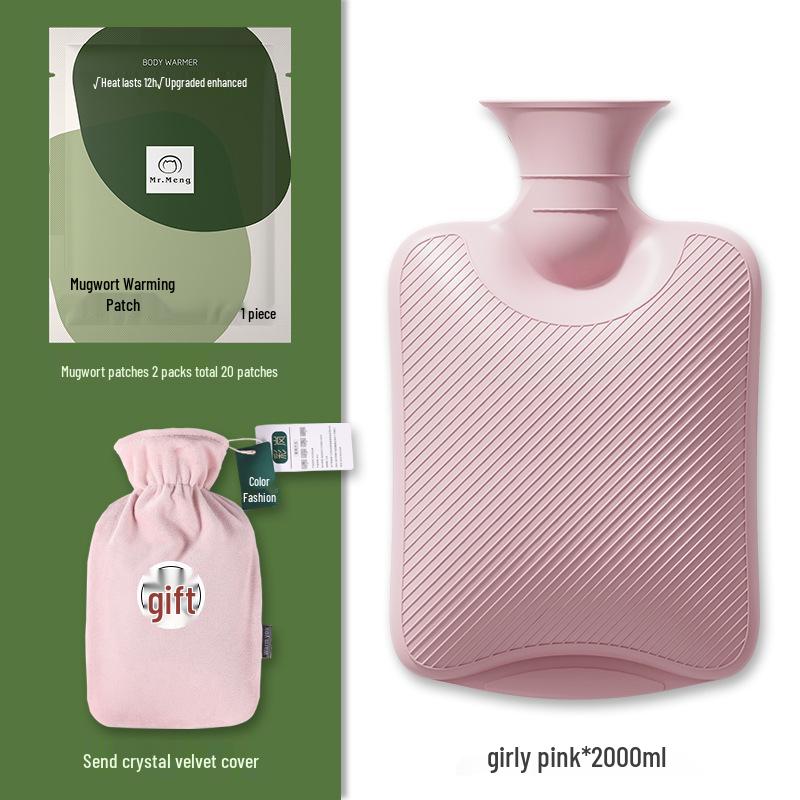 Thickened Cute Plush Hot Water Bottle - Old-Fashioned, Explosion-Proof Design for Warm Feet, Bed Heating, and Hot Compress Therapy