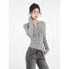 Collar Long-sleeved Inner Bottoming Shirt Women's Spring and Autumn New Slim-fitting Tight Shoulder T-shirt Top