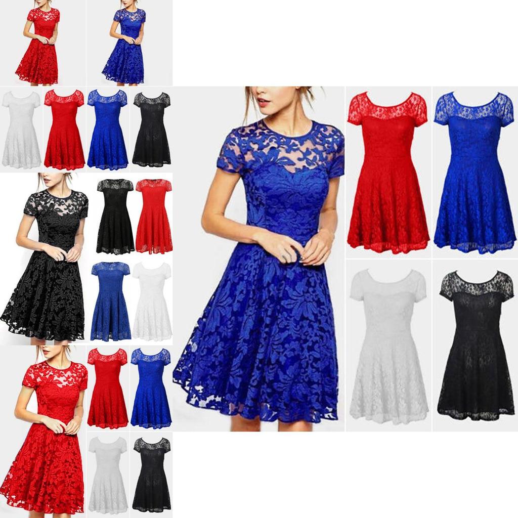 Elegant Women's Lace Floral Prom Swing Dress For Stylish Bridesmaid Celebrations