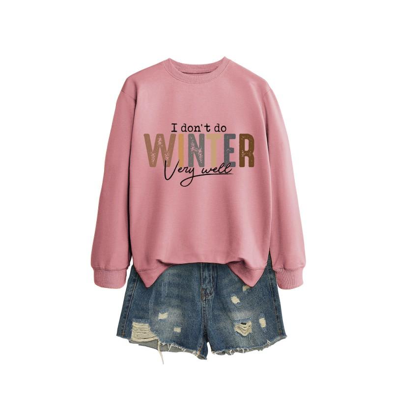 Womens Long Sleeve Round Neck Graphic Print Loose Fit Sweatshirt Casual Fashion Top