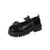 Fashion Shoes for Women 2025 New Summer High Quality PU Mary Jane Shoes Round Toe Medium Heel Bow Knot One-Word Buckle Women's Shoes