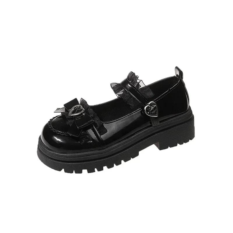 Fashion Shoes for Women 2025 New Summer High Quality PU Mary Jane Shoes Round Toe Medium Heel Bow Knot One-Word Buckle Women's Shoes