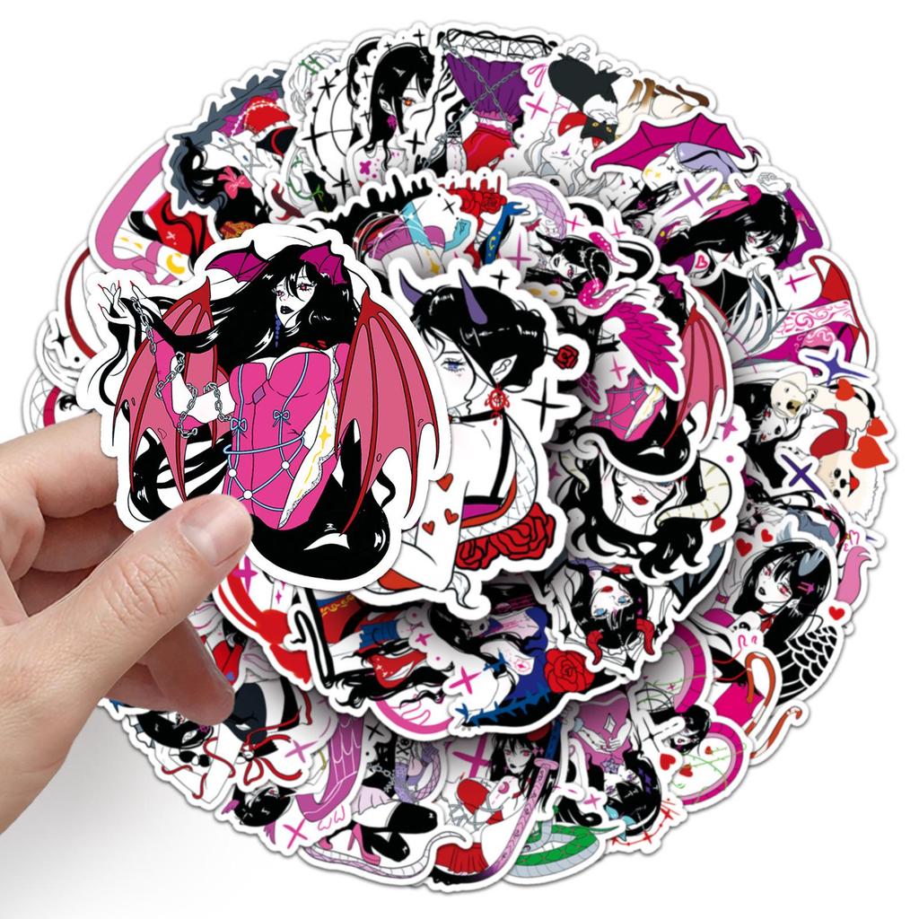 Anime Girl Graffiti Gothic Stickers: 50 Waterproof Decorative Pieces for Phone Cases & Luggage