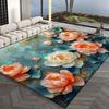 Elegant Fine 3D Peony Floral Pattern Carpet Mat Blue Pink Gold Relief Rug for Living Room Bedroom Hotel Luxury Home Decoration