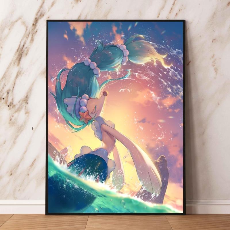 Eeveelutions Decorative Painting Cute Eevee and With Floral Elements High  Quality Wall Art for Home Decor Classic
