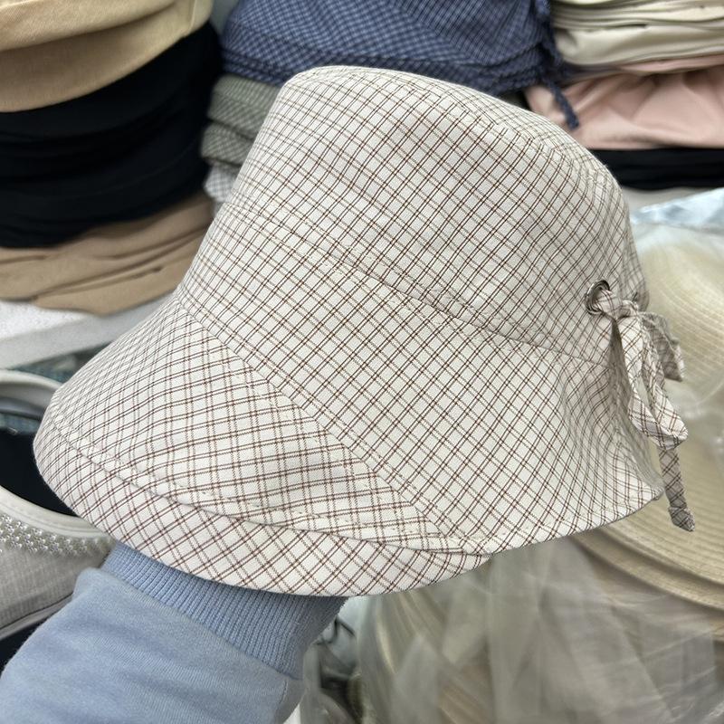 Spring and Summer New Plaid Temperament Fisherman Hat Children's Sunshade Sunscreen Versatile Basin Hat UV Protection Bucket Hat